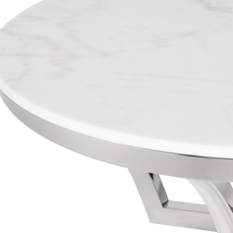 Aurora Coffee Table  White Marble Top Round Cocktail Table   Contemporary   Coffee Tables   by mod space furniture  Houzz