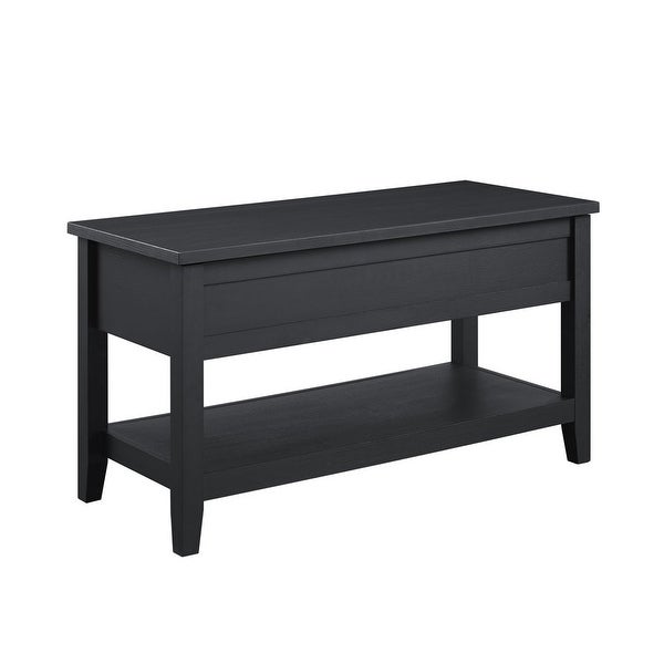 Lift Top Coffee Table with Storage Shelf， Blackwood