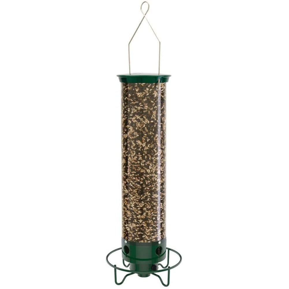 Droll Yankees Flipper Squirrel-Proof Tube Bird Feeder， Green