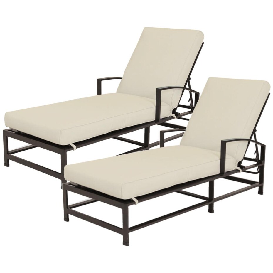 La Jolla 2 Piece Aluminum Patio Chaise Lounge Set W/ Sunbrella Canvas Flax Cushions By Sunset West