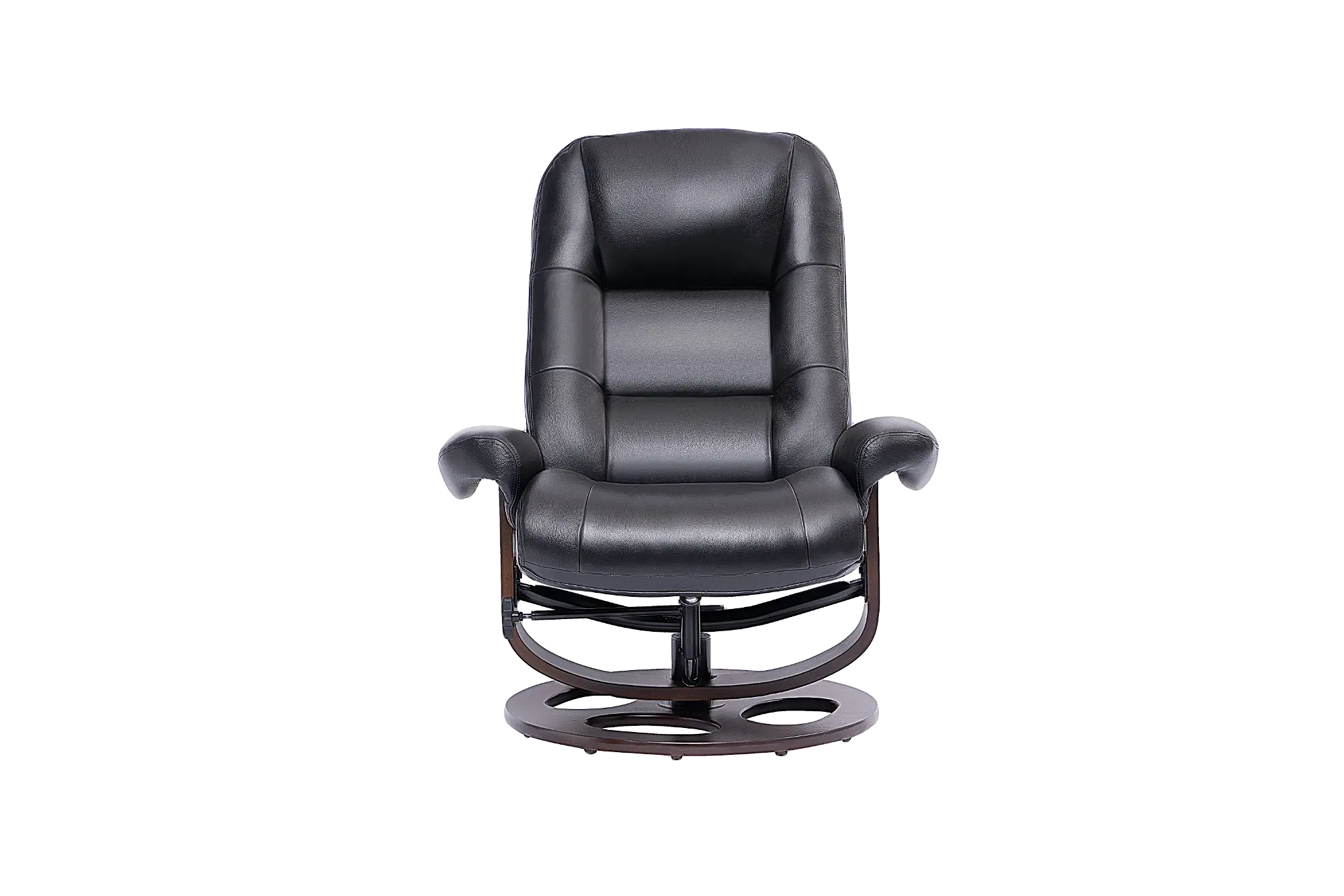 Wasatch Black Leather Swivel Recliner with Matching Ottoman