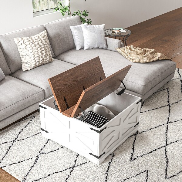 Square Coffee Table with Flip Top Hidden Storage