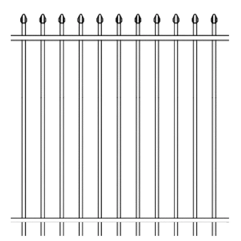 Black Powder Coated Spear Top Picket  Flat Bottom Strong Iron Fence Panels for Garden Pool in Courtyard