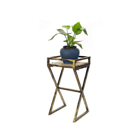 Benjara BM233949 27 Stone Top Plant Stand with X L...