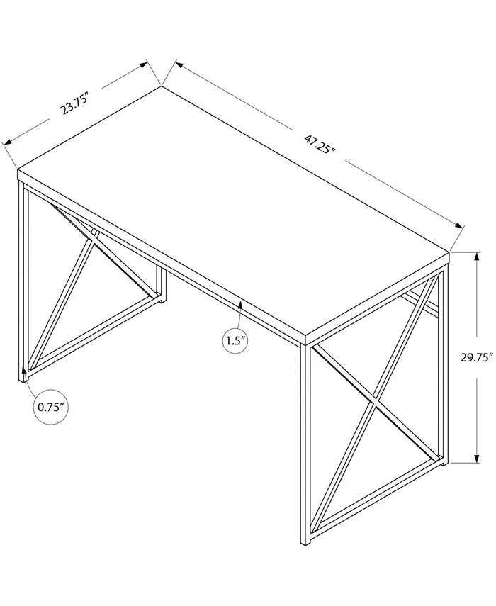 Monarch Specialties 48L Computer Desk in Glossy White