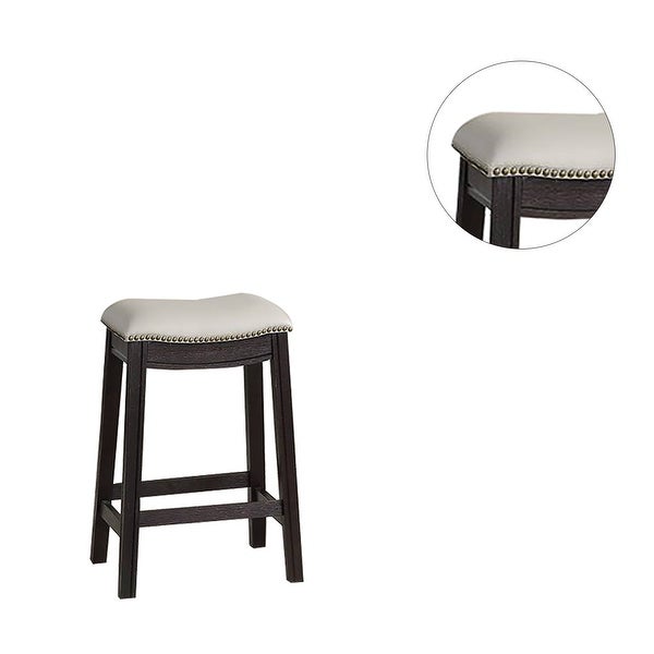 Grey PU Upholstery Bar Stool， Set of 2