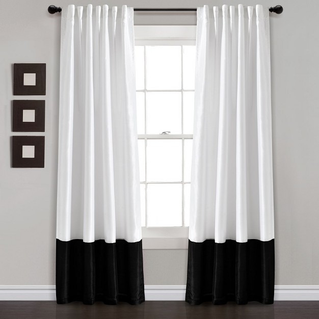 Home Boutique Prima Back Tab rod Pocket Window Curtain Panels Black white 54x84 Set