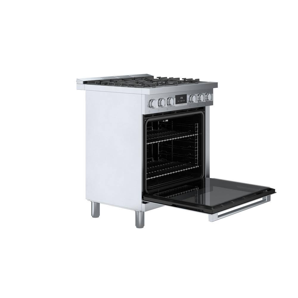 Bosch 800 Series 30 in. 3.9 cu. ft. Industrial Style Dual Fuel Range with 5-Burners in Stainless Steel HDS8055U