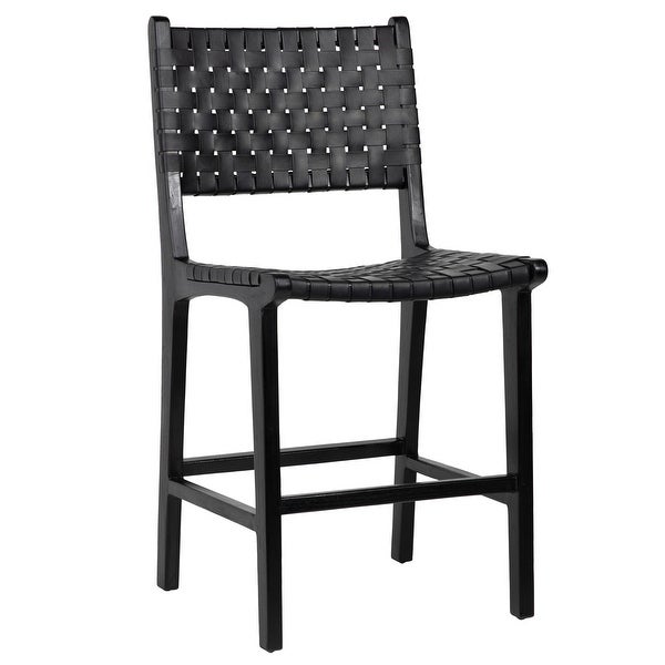 Maverick Woven Counter Stool， Espresso Teak - N/A