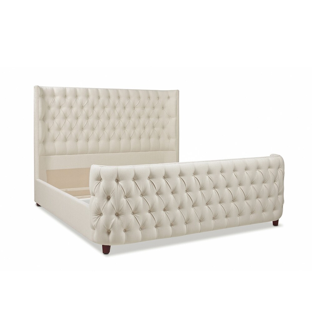 Chateau Linen Upholstered Tufted Shelter Panel Bed