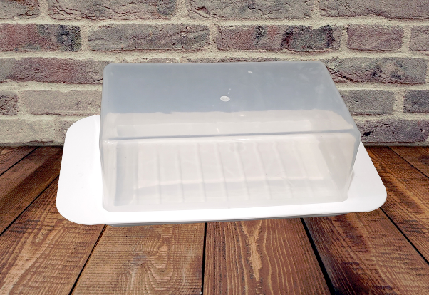 Dependable Industries Standard Butter Dish White Base Smoked Clear Top For the Smaller Bars