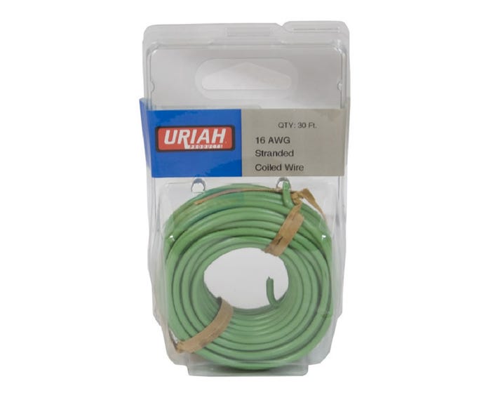 Uriah Products 30 Coil 16 AWG Green Insulated Stranded Primary Wire - UA501630