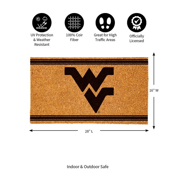 Evergreen West Virginia University Logo Turf Mat Brown 28 X 16 Inches Indoor Outdoor Doormat