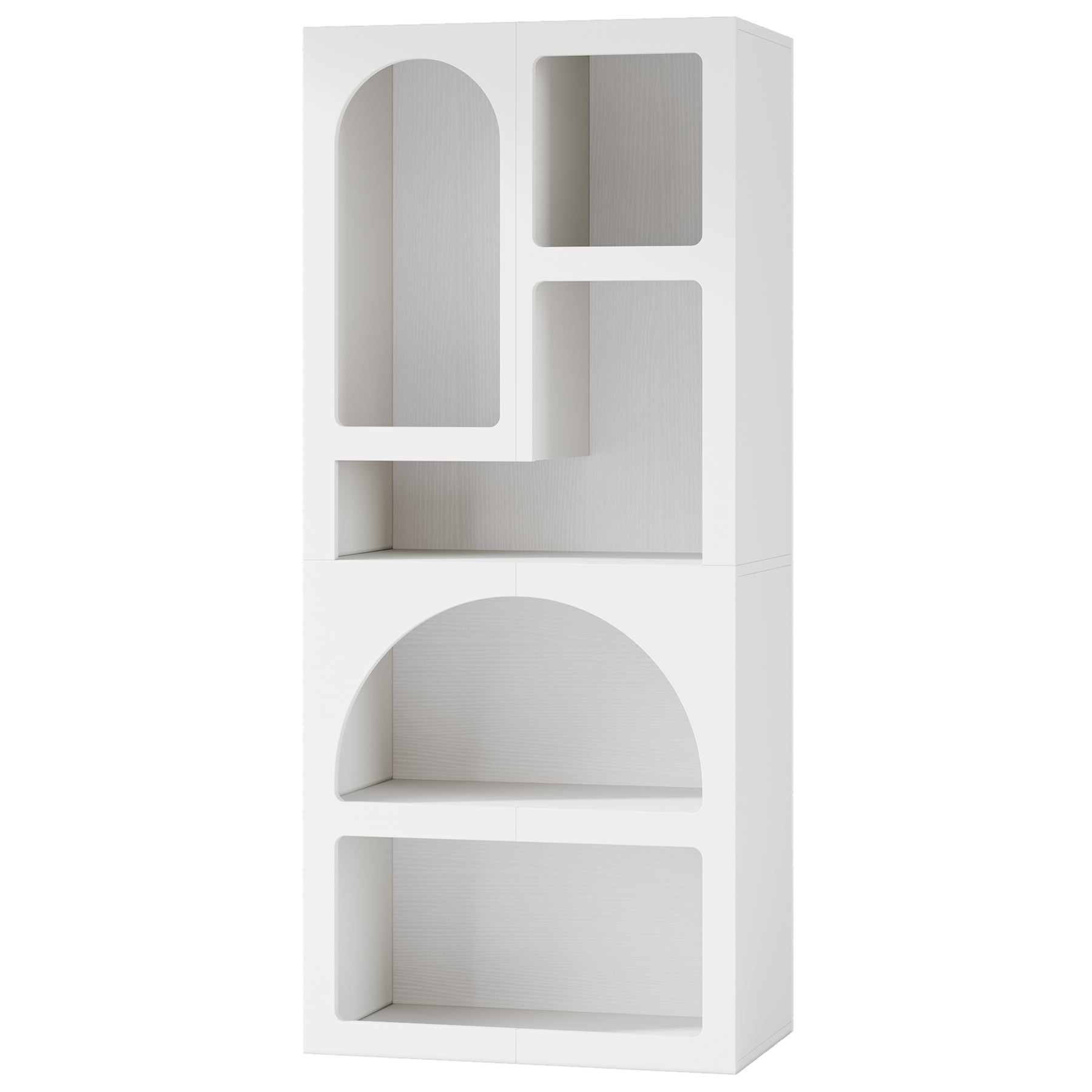 70 Bookshelf, Geometric Bookcase Display Shelf with 5 Irregular Storage Shelves