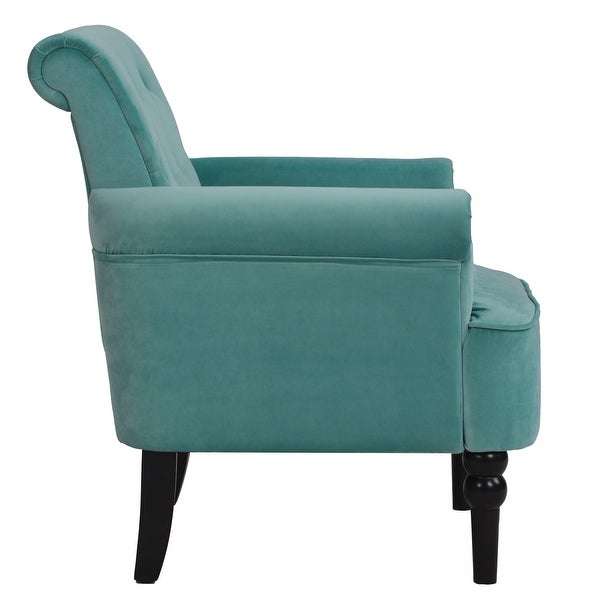 Elegant Button Tufted Club Chair Accent Armchairs with Wooden Legs