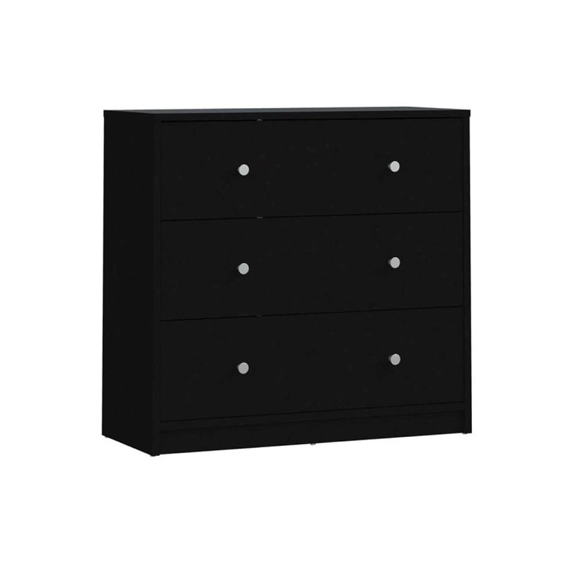 Atlin Designs Contemporary 3 Drawer Wooden Chest Dresser in Black