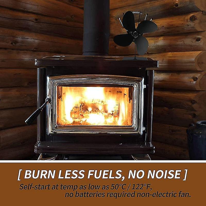 Top Deals 4 Blades Heat Powered Stove Fan Wood Burning Stove Fireplace Fan For Heated Air Eco Stove Fan Wood Log Burner Fireplac