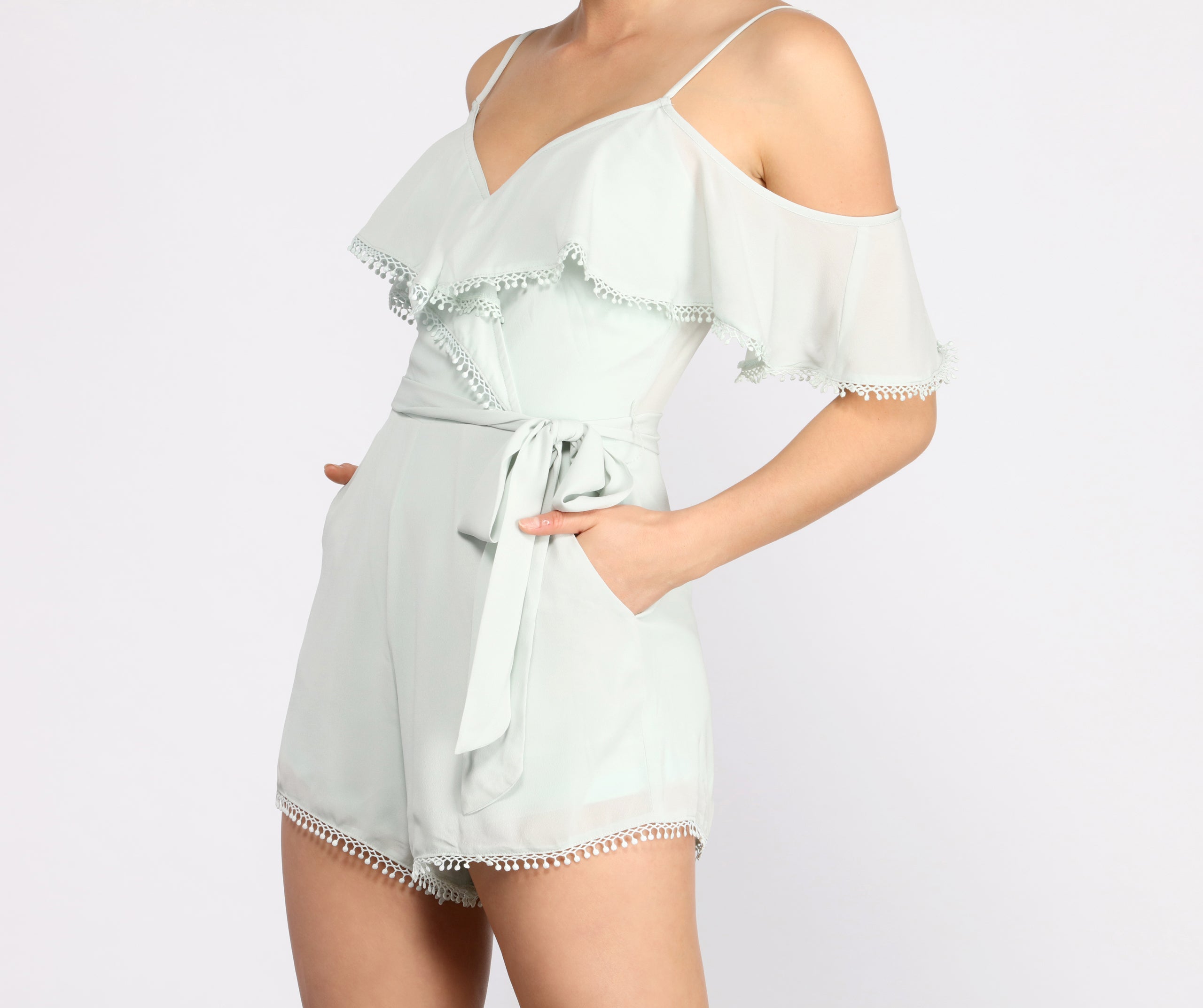 Major Flirt Ruffle Detail Romper