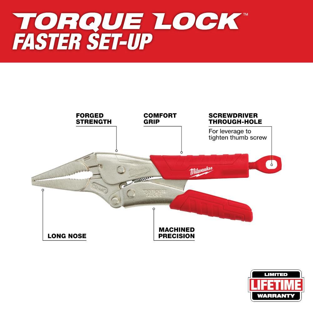 MW 9 in. TORQUE LOCK Long Nose Locking Pliers With Grip 48-22-3409 from MW