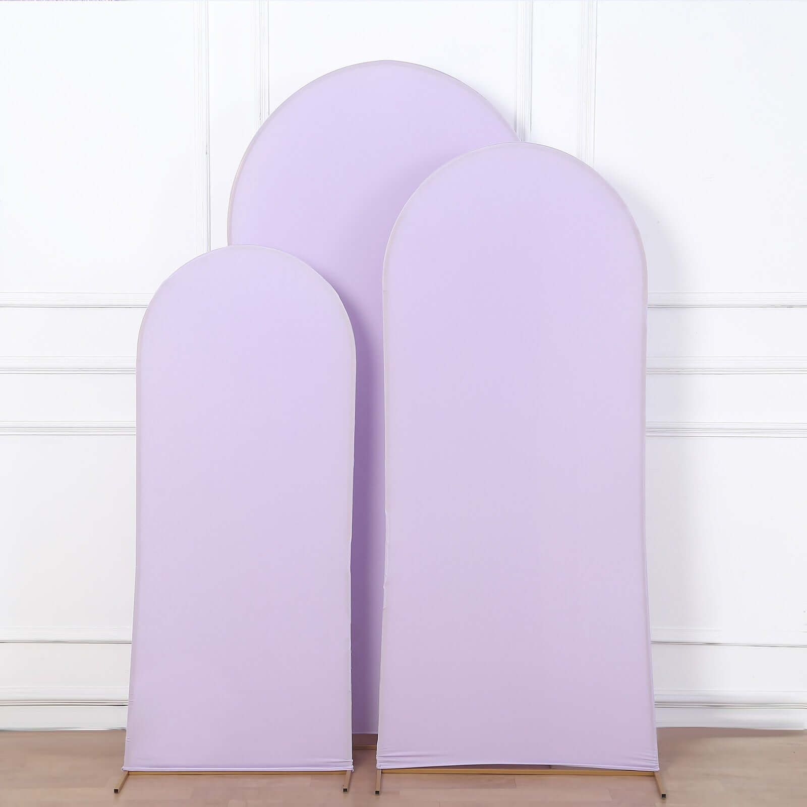 Set of 3 Matte Lavender Lilac Spandex Fitted Wedding Arch Covers For Round Top Chiara Backdrop Stands 5ft, 6ft, 7ft