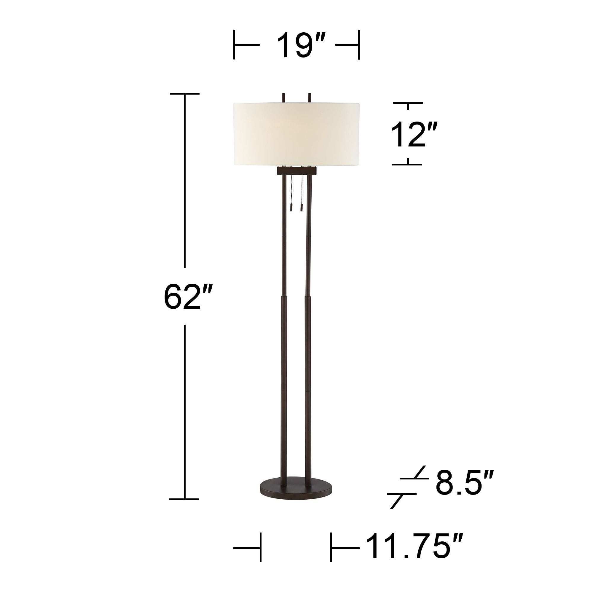 Franklin Iron Works Modern Floor Lamp Twin Pole 62