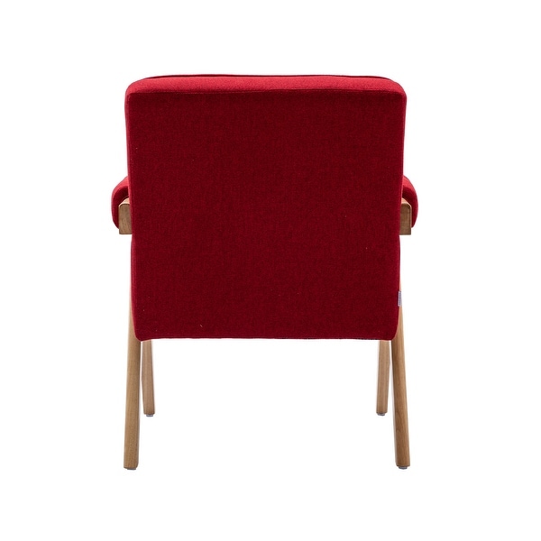 Leisure Armchairs with Solid Wood Armrest and Feet， Mid-Century Modern Accent Chair， for Livingroom Bedroom Chair， Red