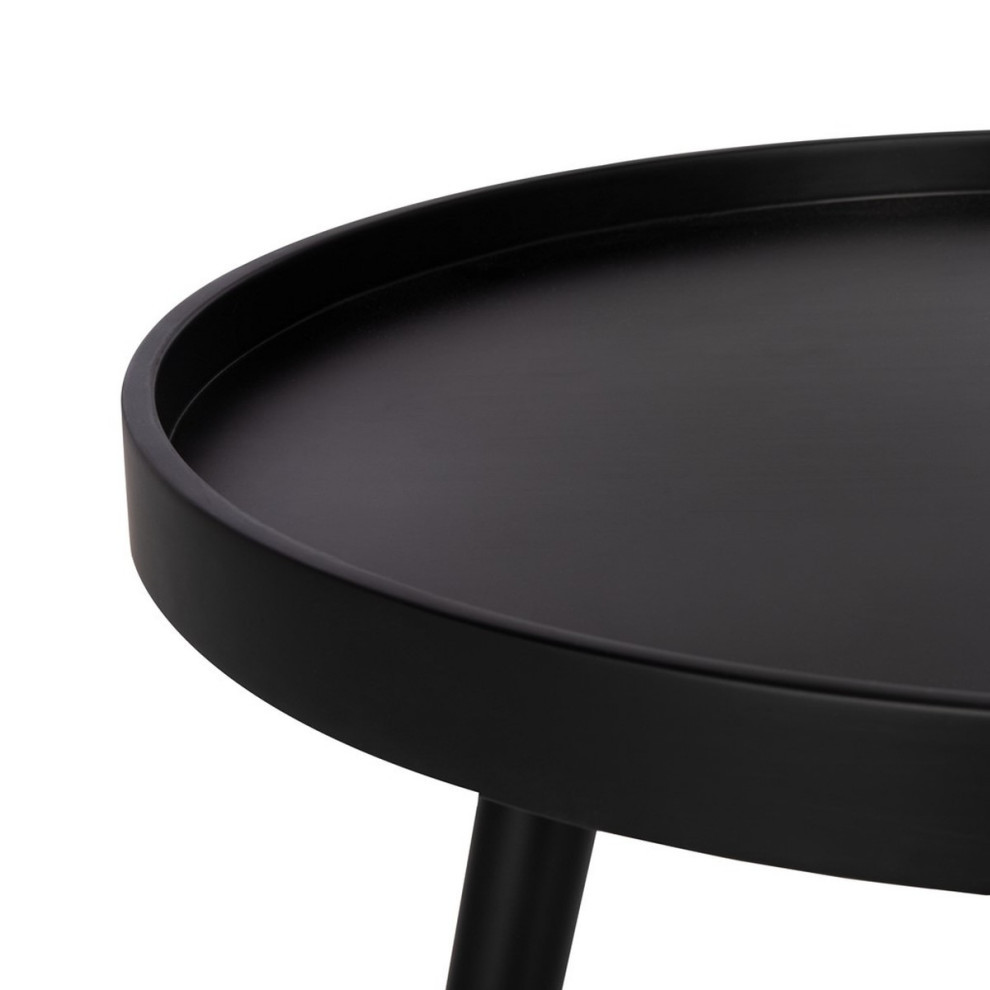 Rizel Round Tray Top Side Table Black   Midcentury   Side Tables And End Tables   by AED Luxury Home Decor  Houzz