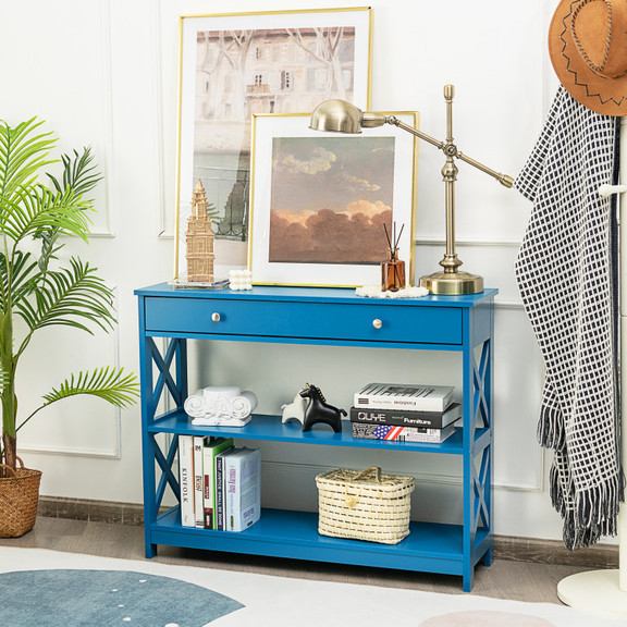 Costway 19542380 Console Table 3 Tier with Drawer ...