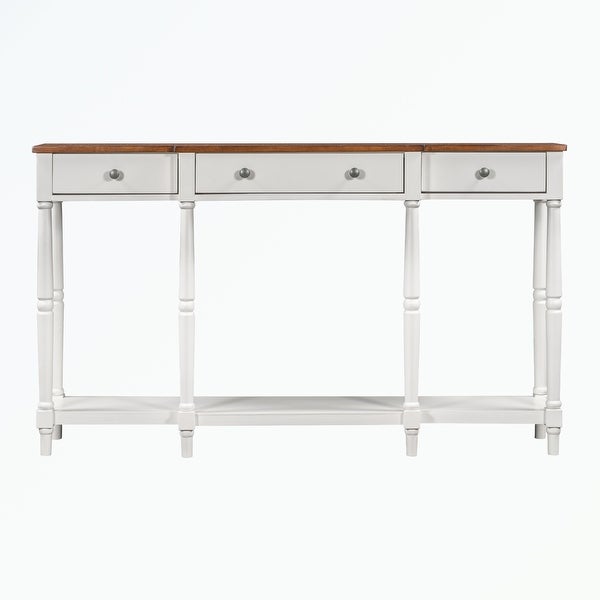 Solid Wood Console Table， with Storage Shelf and Drawer