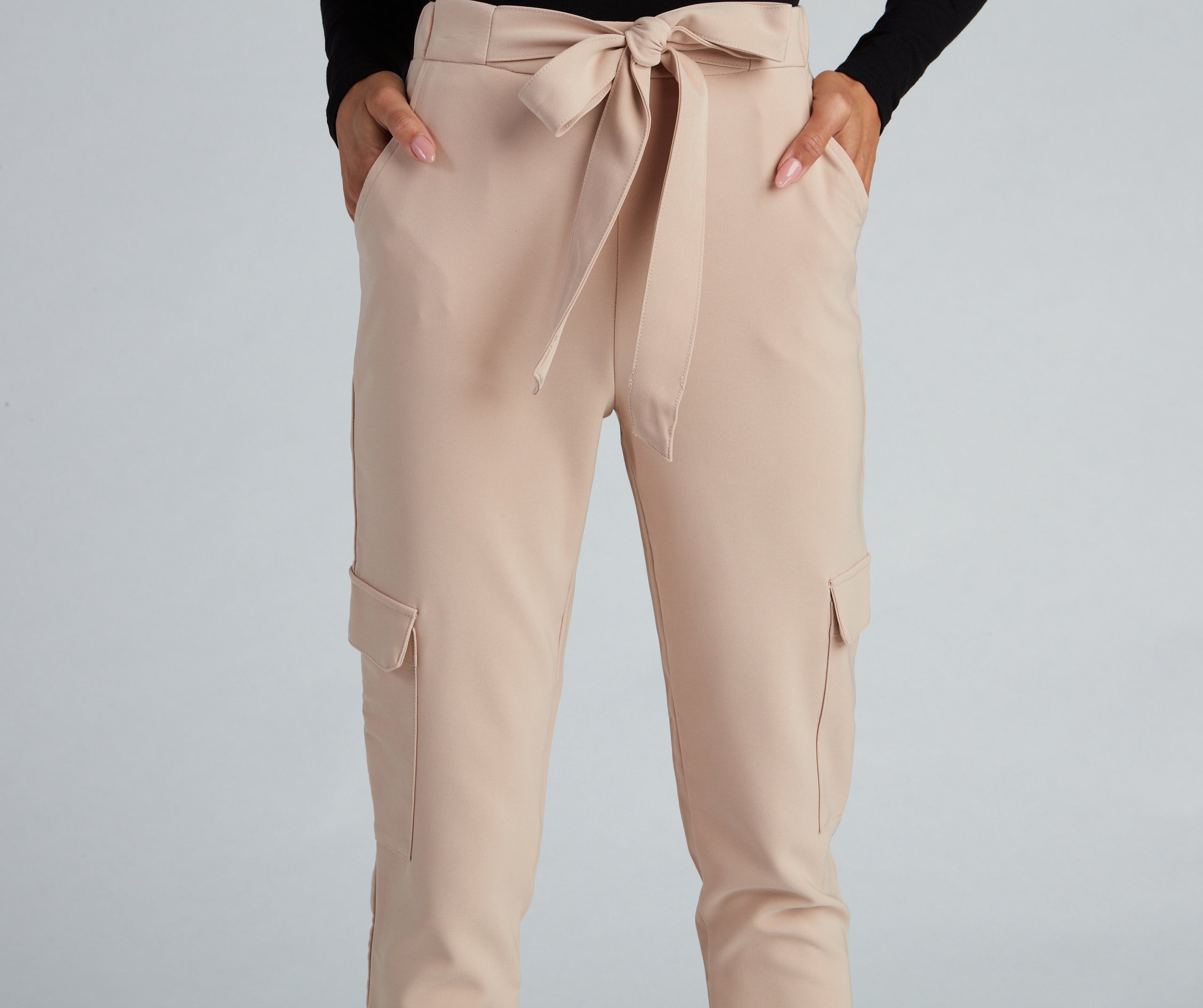 Chic Tie-Waist Twill Pants