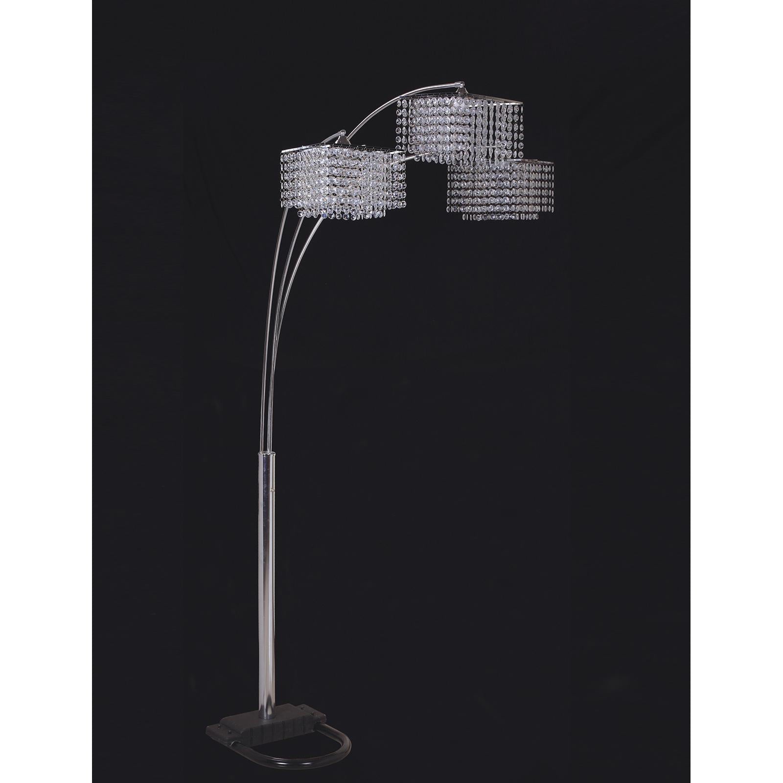 Ore International Inc. 3-Crystal Inspirational Floor Lamp in Gray Color