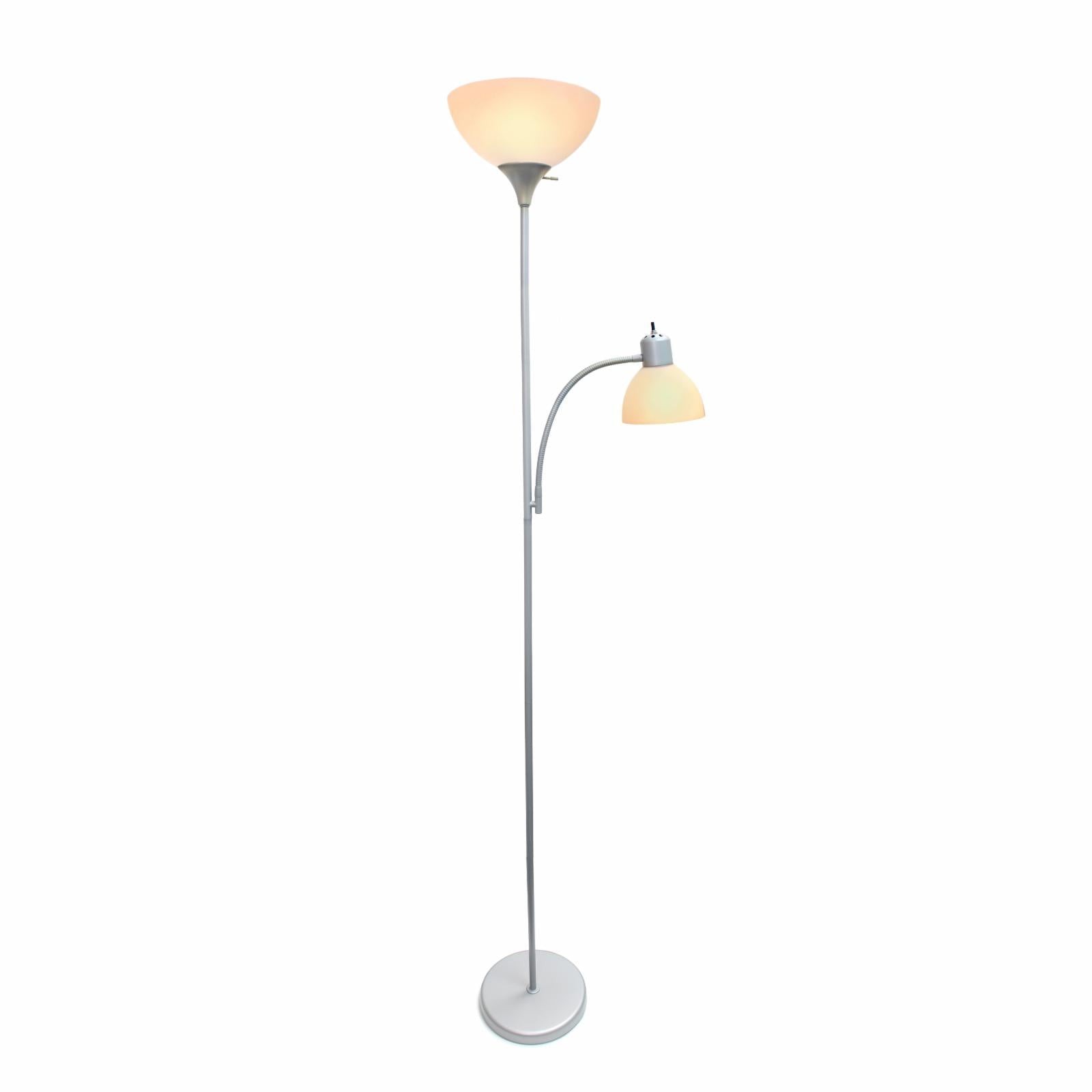 Simple Designs Floor Lamp with Reading Light  - Silver