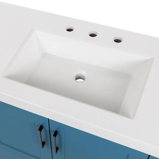 Home Decorators Collection Radien 60.5 in. W x 18.75 in. D x 34.14 in. H Bath Vanity in Admiral Blue with White Cultured Marble Top RN60P2-AE