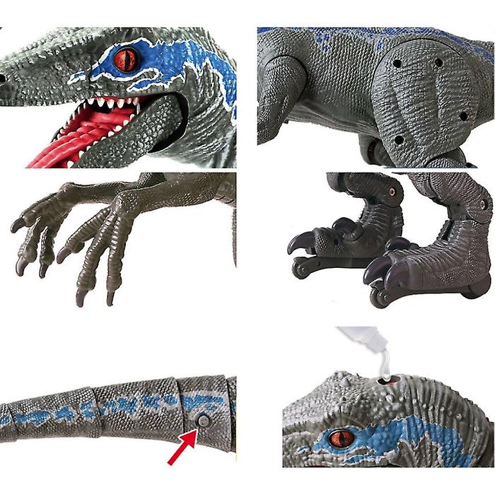 Stuff Certified® XL RC Velociraptor Dinosaur with Remote Control - Controllable Toy Robot Raptor Blue-Grey