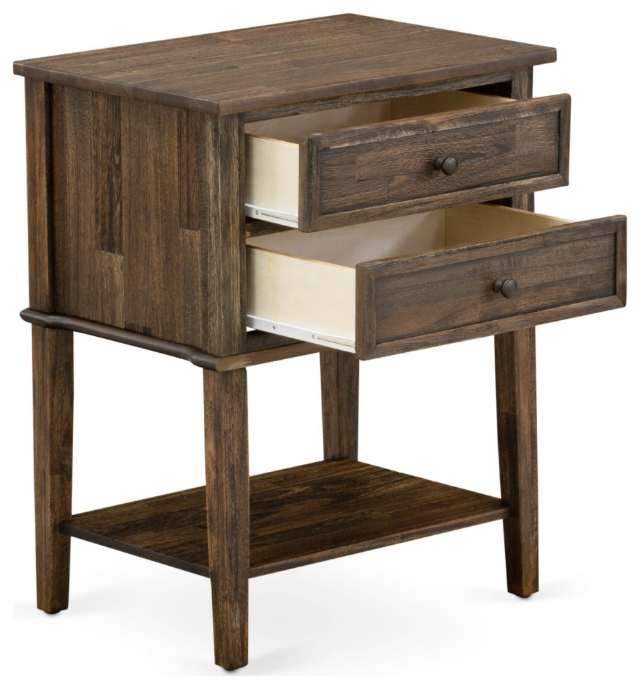 Side Table With 2 Wood Drawers  Stable and Sturdy  Distressed Jacobean Finish   Transitional   Side Tables And End Tables   by Morning Design Group  Inc  Houzz