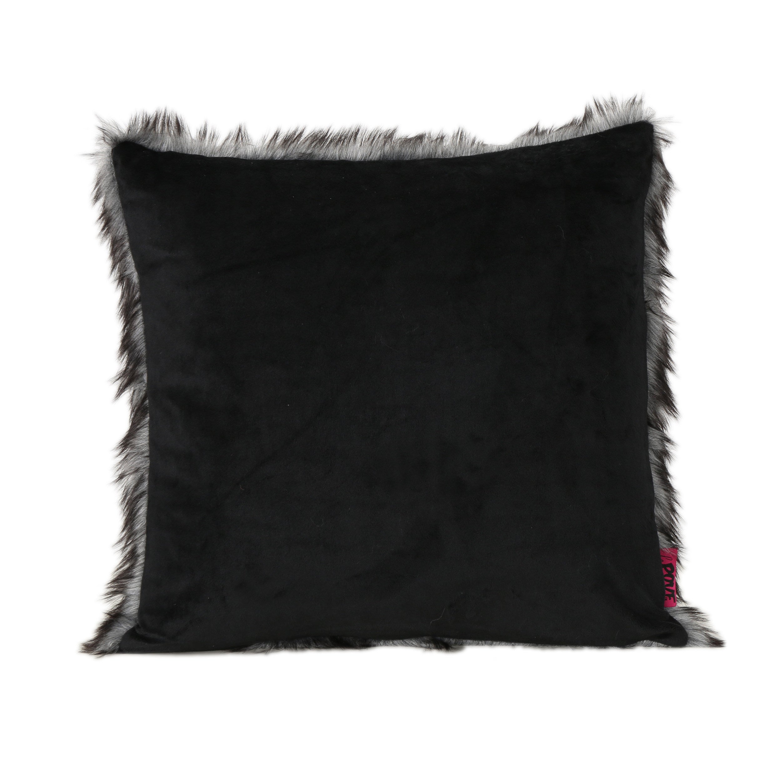 Laraine Furry Glam Black and White Streak Faux Fur Throw Pillow