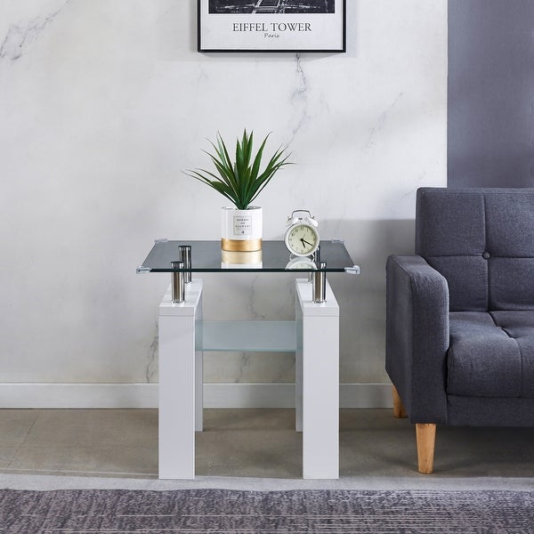 Modern Design Side Table with Clear Glass Top