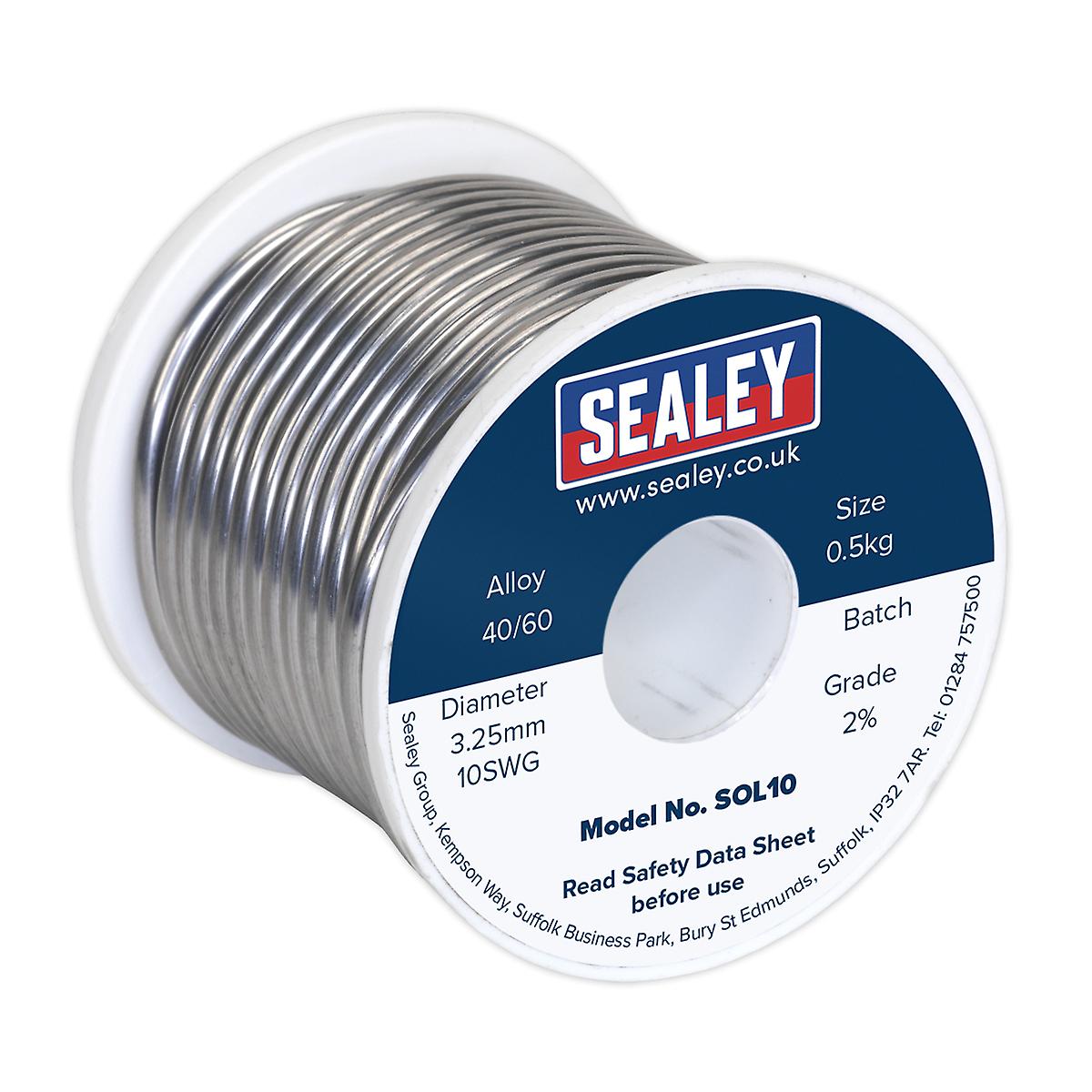 Sealey Sol10 Solder Wire Quick Flow 3.25Mm/10Swg 40/60 0.5Kg Reel