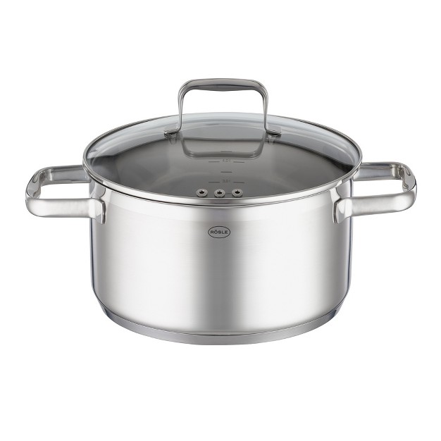 Rosle Charm Series High Casserole Pot With Tempered Glass Lid 9 4 In