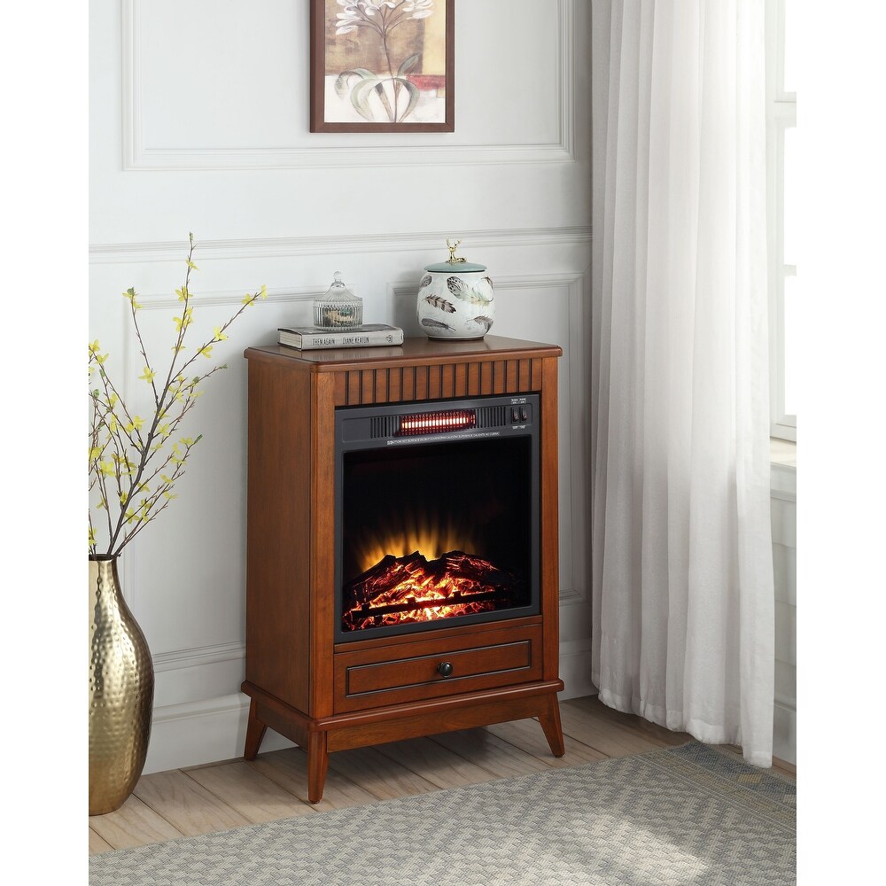 Indoor Hamish Fireplace in Walnut Finish storage table