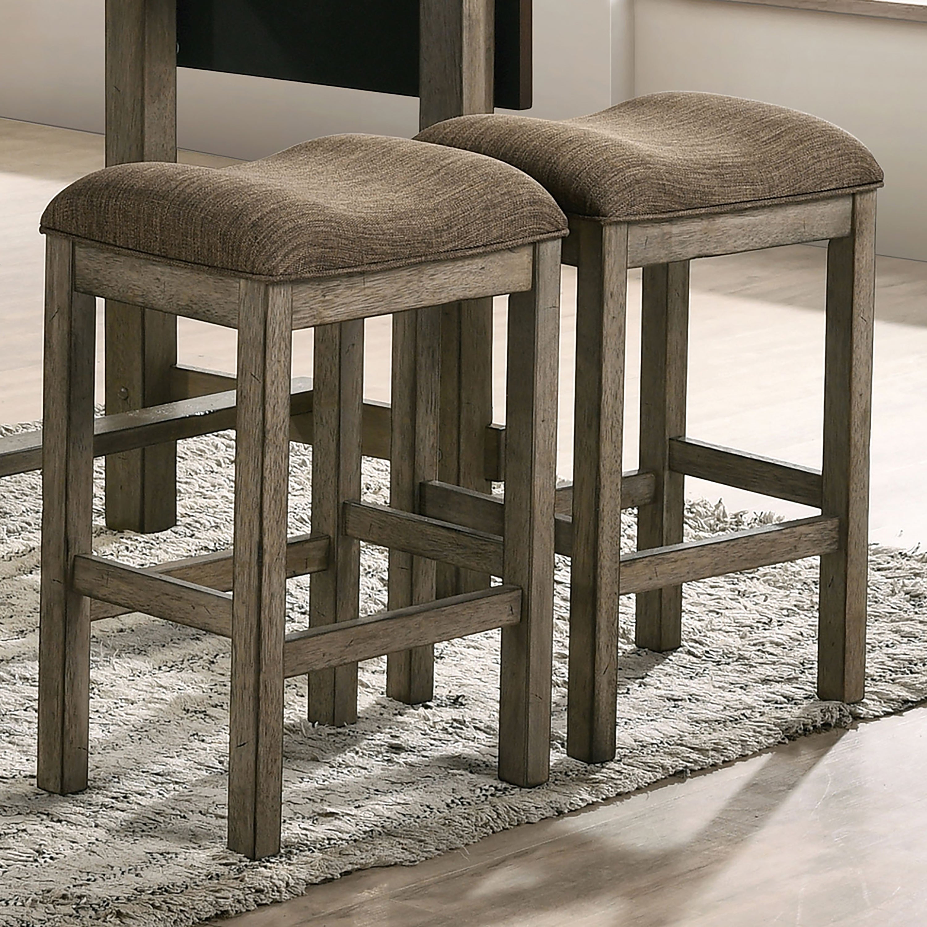 Furniture of America Tozos Chestnut Padded Counter Stool， Set of 2