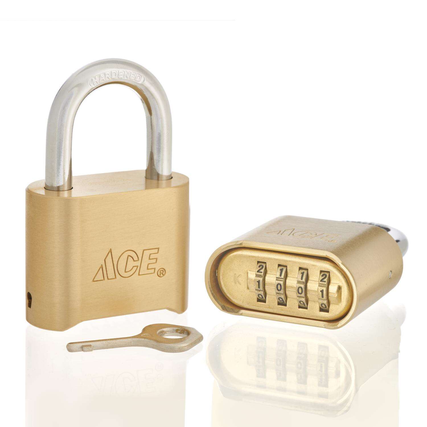 Ace 1-11/16 in. H X 2 in. W X 1-7/8 in. L Brass 4-Dial Combination Padlock