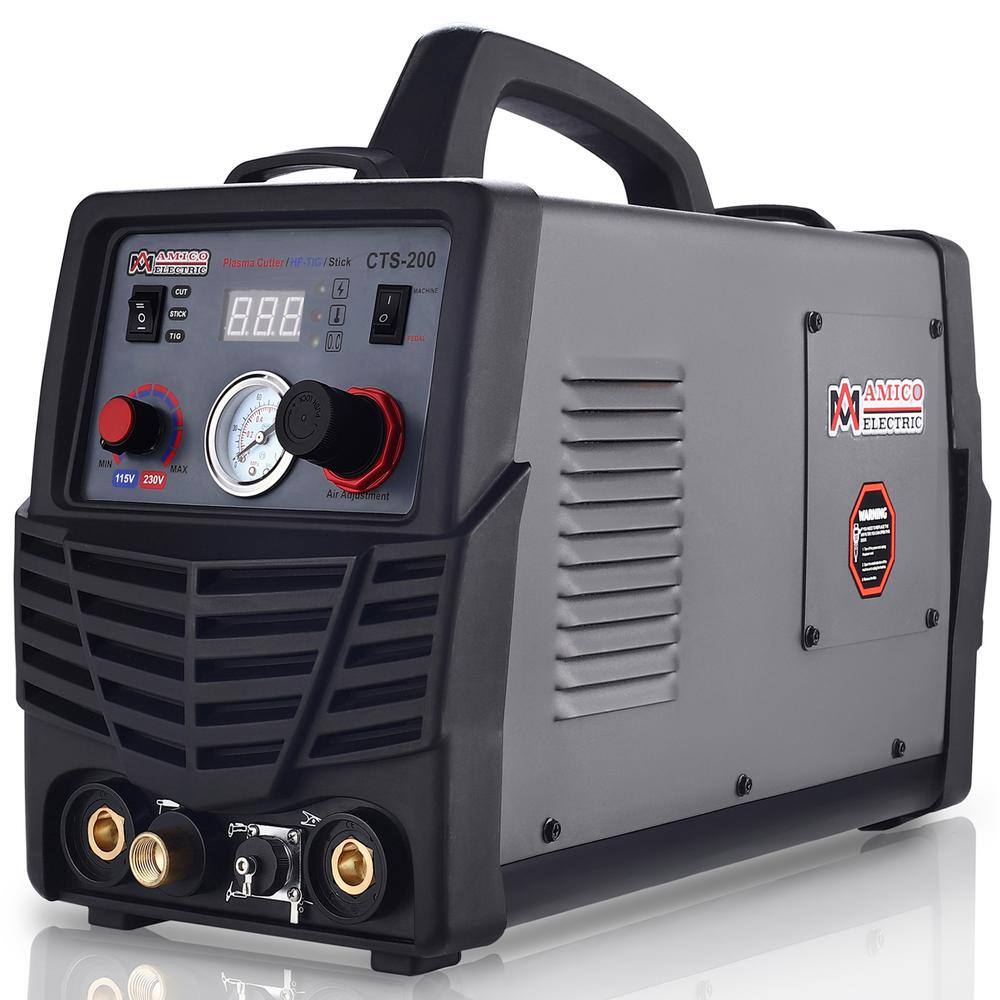 AM AMICO ELECTRIC Plasma CutterTIGStick Arc 3-in-1 Combo DC Welder 50A-Plasma Cutter 200A-TIG-Torch 200A-Stick Arc Welding Machine CTS-200