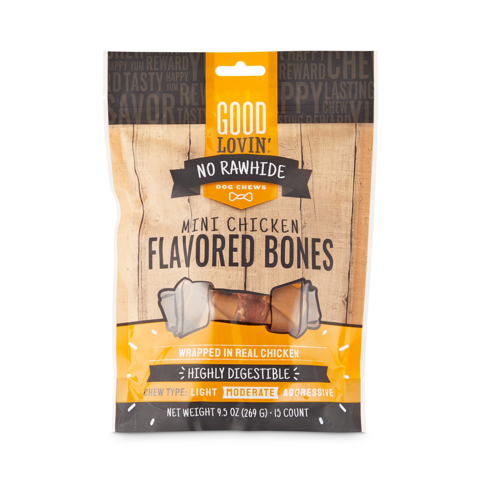 Good Lovin' No Rawhide Mini Chicken Flavored Dog Bones， 9.5 oz.， Count of 15