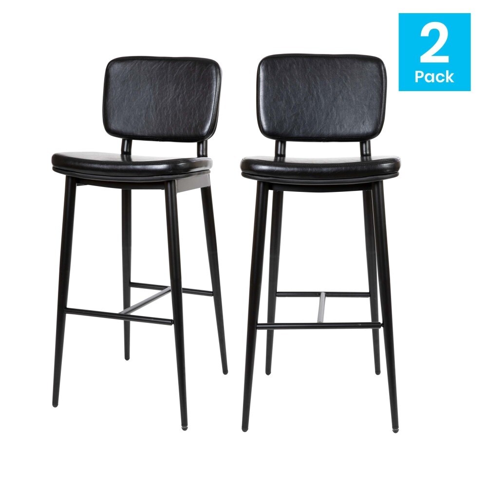 Set of 2 Upholstered Bar Stools with Metal Frames