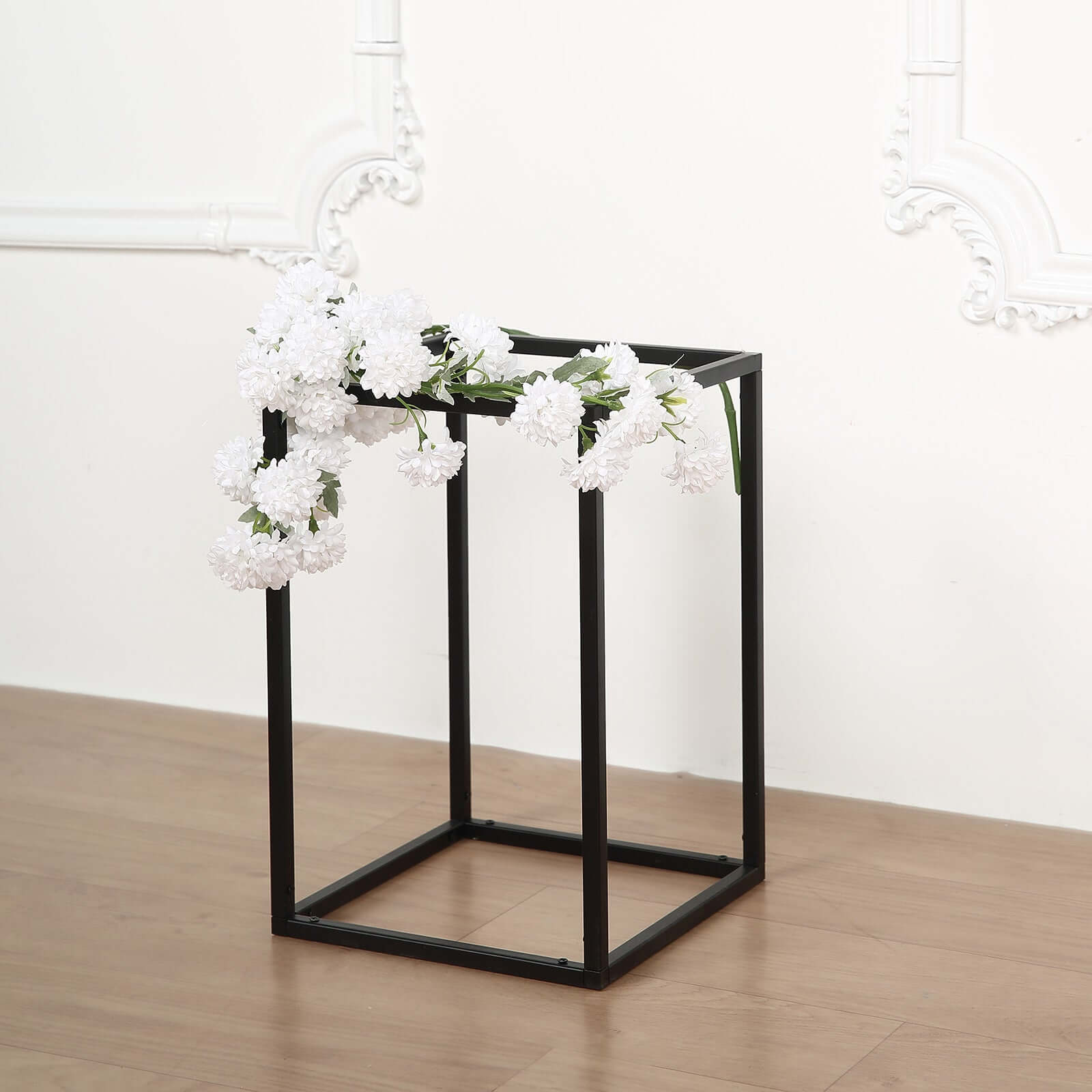 2 Pack Rectangular Matte Black Metal Wedding Flower Stand, Geometric Column Frame Centerpiece 12