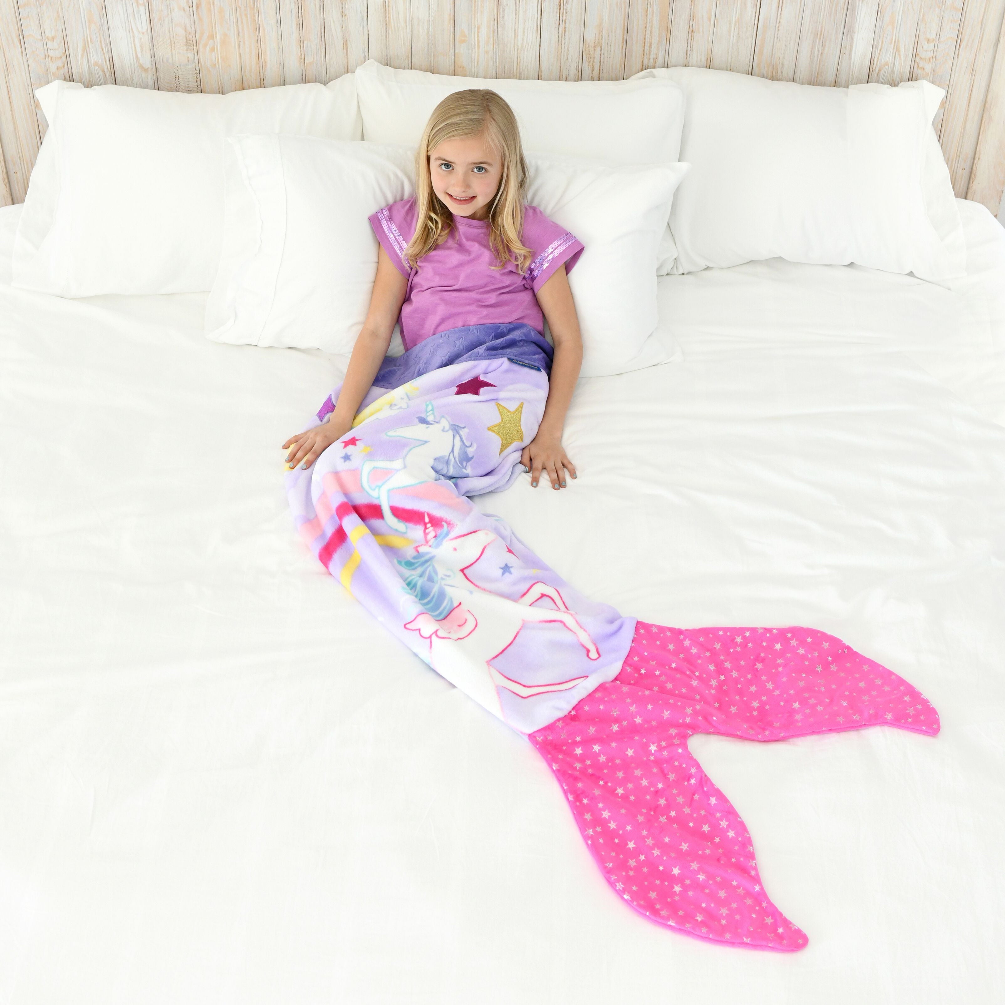 Unicorn Blankie Tail for Kids by Your Zone， Pink and Purple