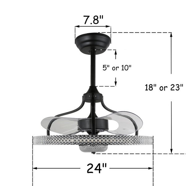 Oaks Aura LED Glam Crystal Ceiling Fan with Retractable Invisible Blades Chandeliers Shopping - The Best Deals on Ceiling Fans | 40243355