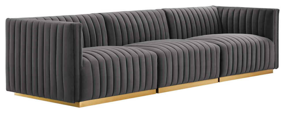 Conjure Channel Tufted Velvet Sofa   Contemporary   Sofas   by Modway  Houzz