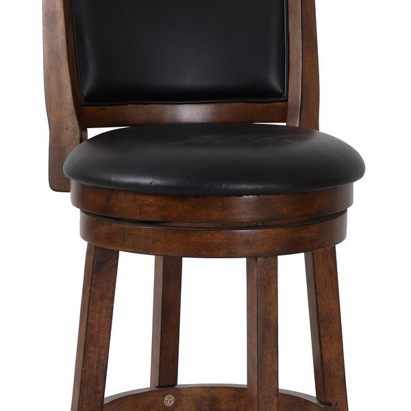 Curved Swivel Counter Stool with Leatherette Padded Seating，Brown and Black - 39 H x 21.5 W x 16.88 L Inches